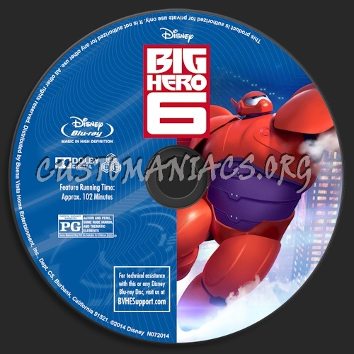 Big Hero 6 blu-ray label