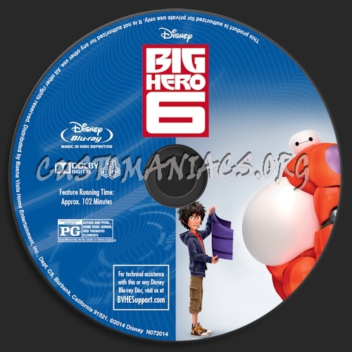 Big Hero 6 blu-ray label