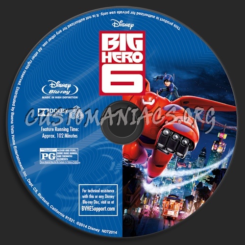 Big Hero 6 blu-ray label