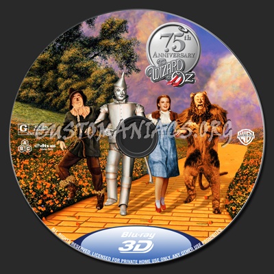 The Wizard of Oz 3D blu-ray label