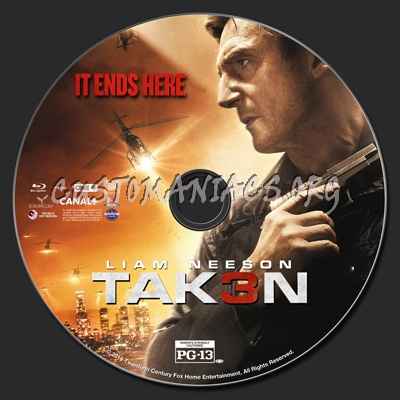 Taken 3 (aka Tak3n) blu-ray label