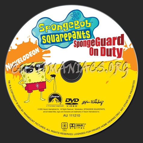 Spongebob Squarepants Spongeguard on Duty dvd label