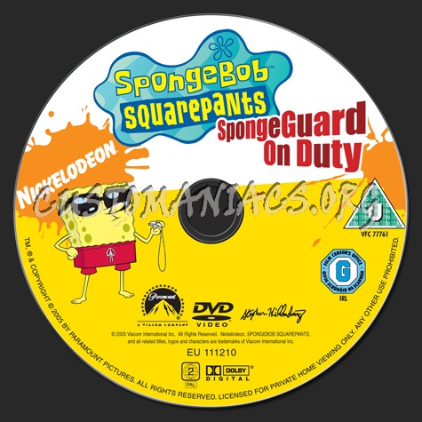 Spongebob Squarepants Spongeguard on Duty dvd label