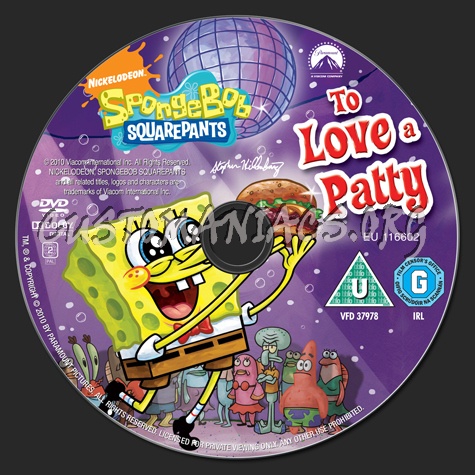 Spongebob Squarepants To Love a Patty dvd label