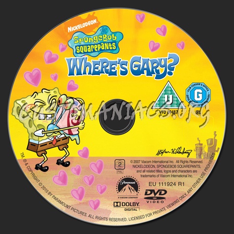 Spongebob Squarepants Where's Gary? dvd label