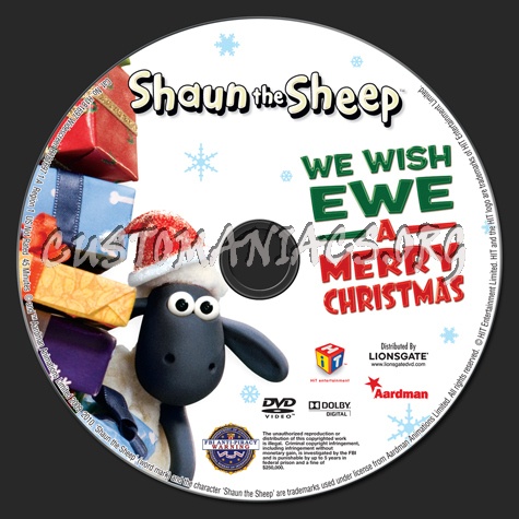 Shaun the Sheep We Wish Ewe A Merry Christmas dvd label