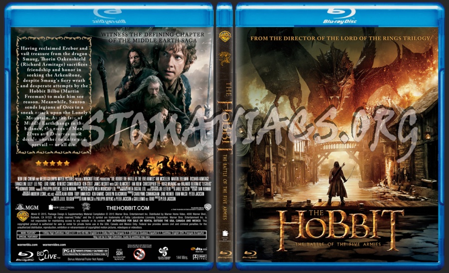 The Hobbit The Battle Of The Five Armies blu-ray cover