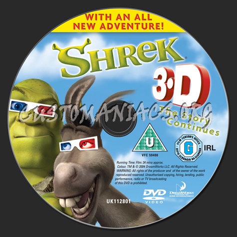 Shrek 3D dvd label