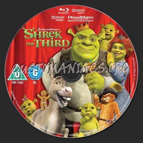 Shrek the Third blu-ray label