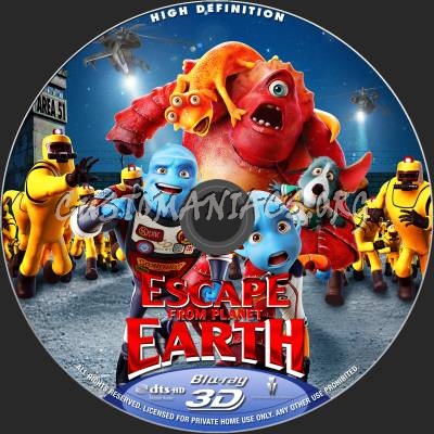 Escape From Planet Earth (2D+3D) blu-ray label