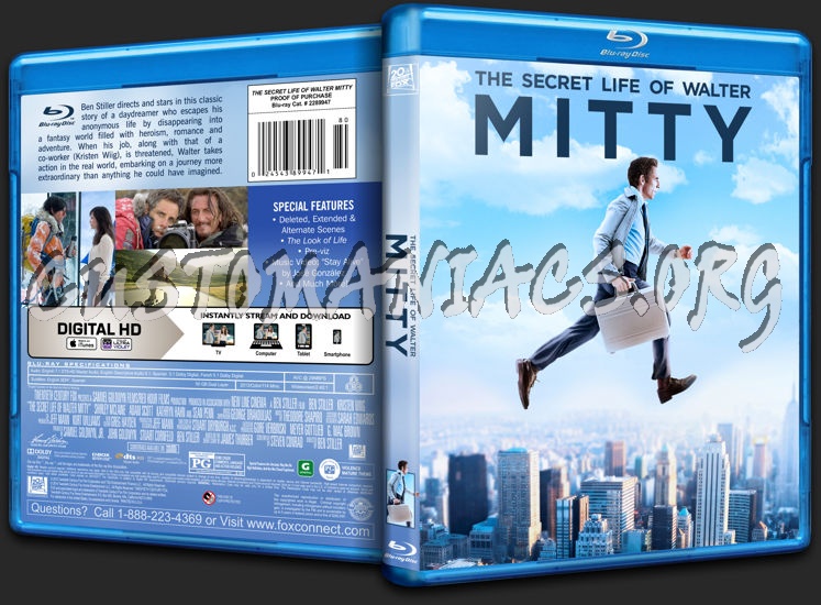 The Secret Life of Walter Mitty blu-ray cover