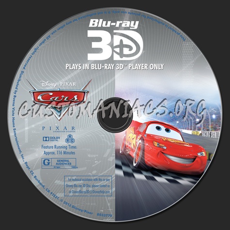 Cars 3D blu-ray label