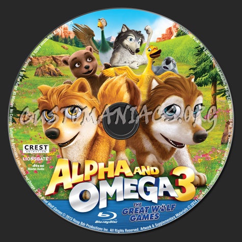 Alpha and Omega 3 The Great Wolf Games blu-ray label - DVD Covers