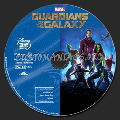 Guardians Of The Galaxy (2D+3D) blu-ray label