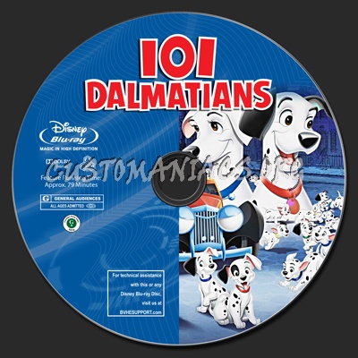 101 Dalmatians blu-ray label