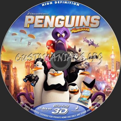 Penguins Of Madagascar (2D+3D) blu-ray label