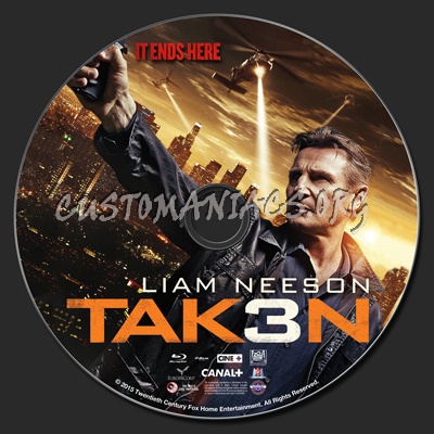 Taken 3 (aka Tak3n) blu-ray label