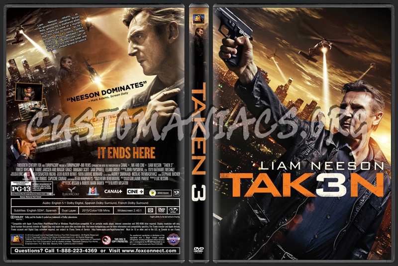 Taken 3 (aka Tak3n) dvd cover