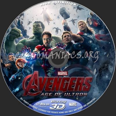 The Avengers - Age Of Ultron (2D+3D) blu-ray label