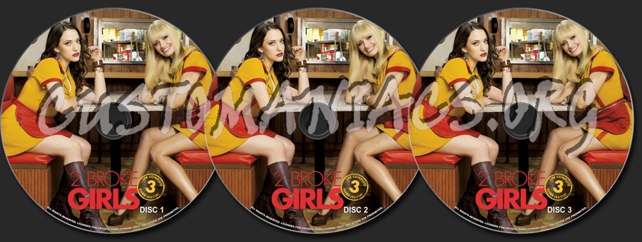 2 Broke Girls Season 3 dvd label