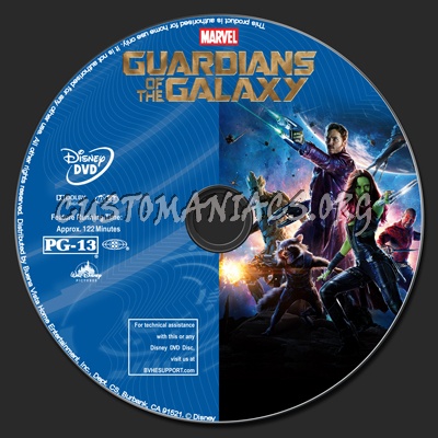 Guardians Of The Galaxy dvd label