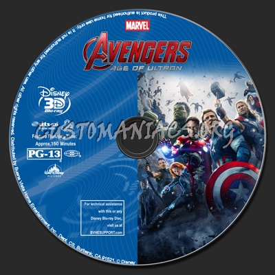 Avengers: Age Of Ultron (2D+3D) blu-ray label