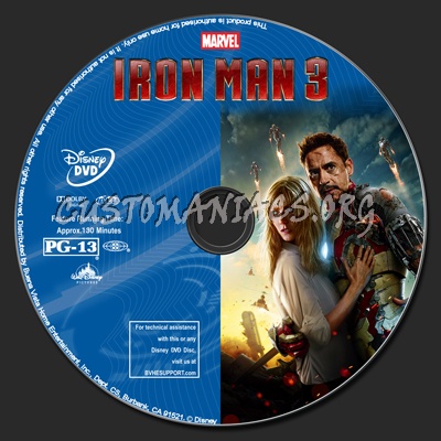 Iron Man 3 dvd label