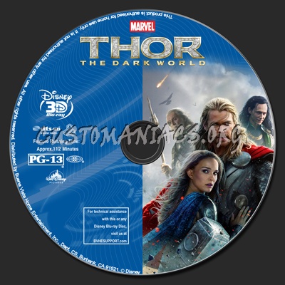 Thor: The Dark World (2D+3D) blu-ray label