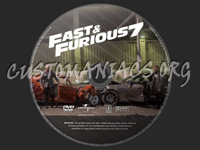 Fast And Furious 7 (2015) dvd label