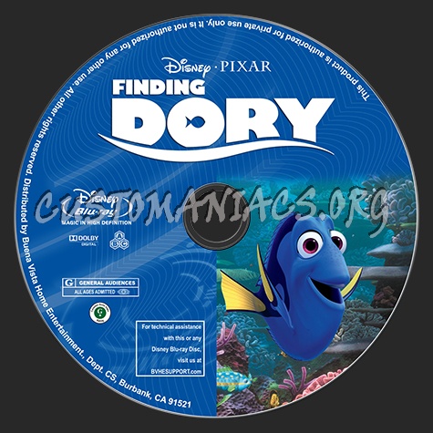 Finding Dory blu-ray label