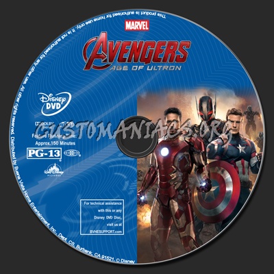 Avengers: Age Of Ultron dvd label