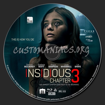 Insidious Chapter 3 blu-ray label