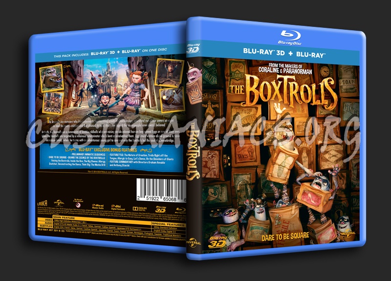 The Boxtrolls 3D blu-ray cover