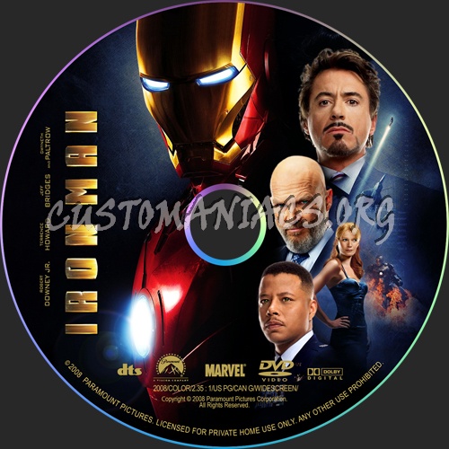 Iron Man dvd label