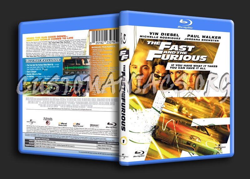 The Fast and the Furious blu-ray cover