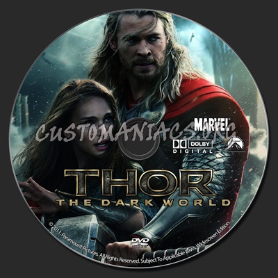 Thor 2 The Dark World dvd label