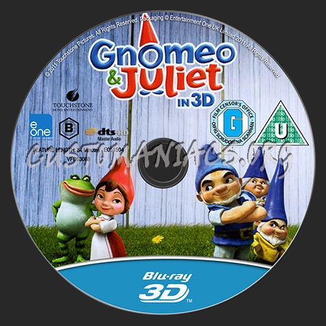 Gnomeo & Juliet 3D blu-ray label