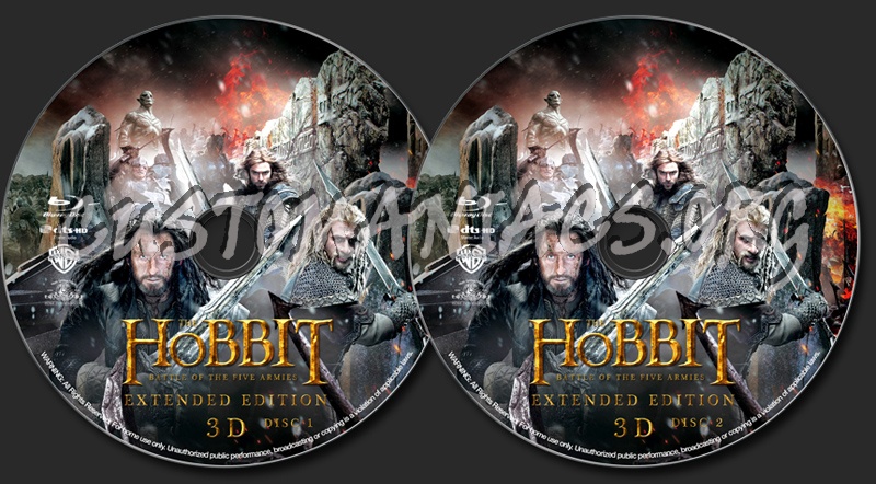 The Hobbit: Battle of the Five Armies EX (3D) blu-ray label