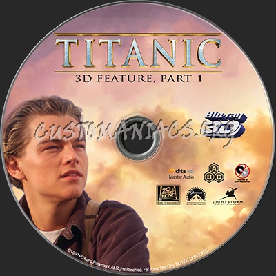 Titanic 3D blu-ray label
