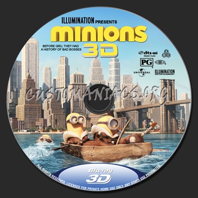 Minions (2D+3D) blu-ray label