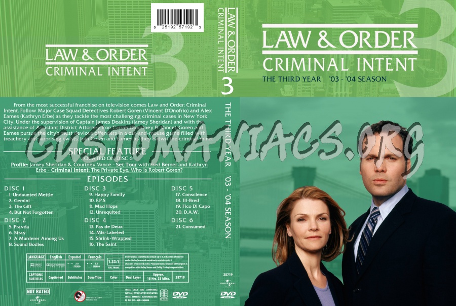 Law And Order Criminal Intent Season 3 dvd cover