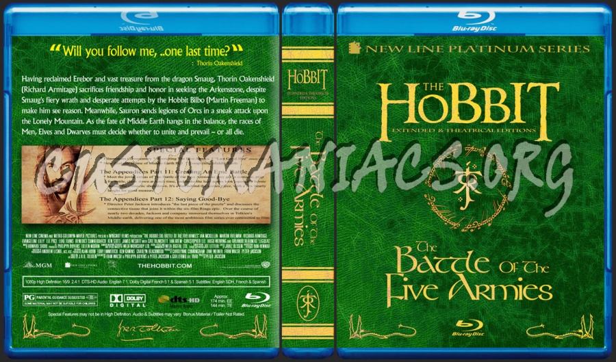 Hobbit - Battle of the Five Armies blu-ray cover