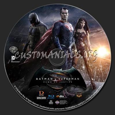 Batman v Superman: Dawn of Justice blu-ray label