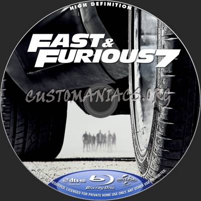 Fast And Furious 7 aka Furious 7 blu-ray label