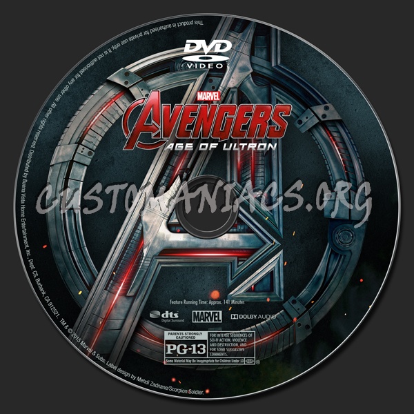 Avengers: Age of Ultron dvd label