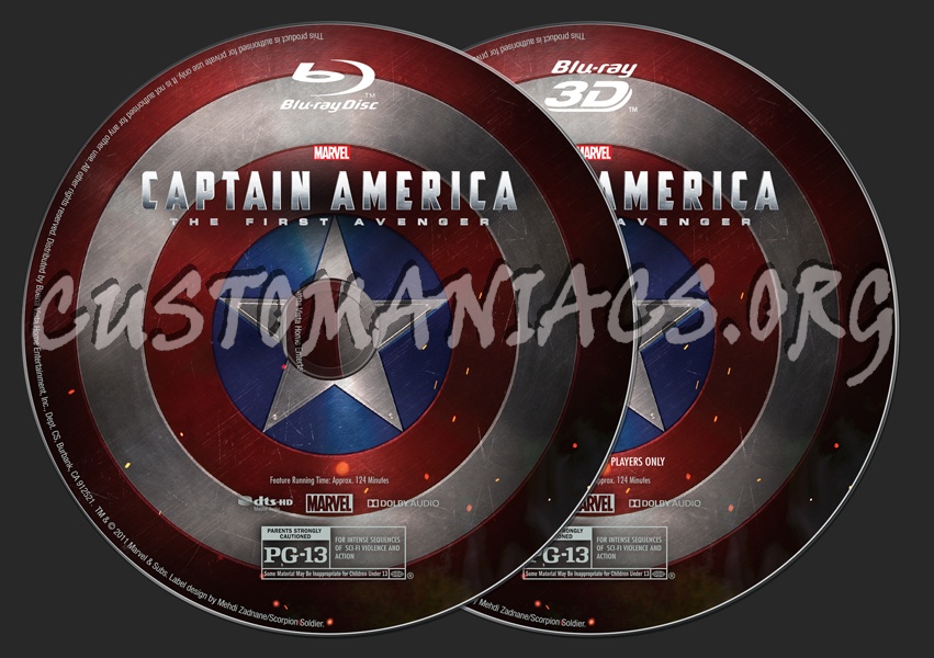 Captain America: The First Avenger (2D/3D) blu-ray label