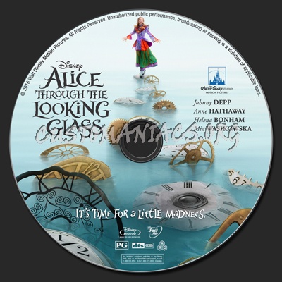 Alice Through the Looking Glass (2016) blu-ray label