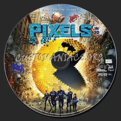 Pixels (2D & 3D) blu-ray label