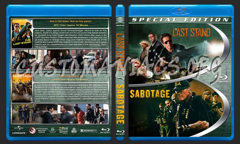 The Last Stand / Sabotage Double Feature blu-ray cover