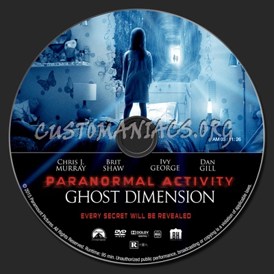 Paranormal Activity: The Ghost Dimension dvd label